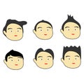 set of cartoon faces. collection of male hairstyles