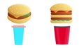 Set of cartoon fast food. Vector illustration  eps10  isolated on white Royalty Free Stock Photo