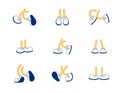 Set of cartoon feet in shoes.