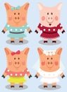 Set of cartoon female pigs Royalty Free Stock Photo