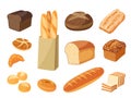 Set of cartoon food: bread