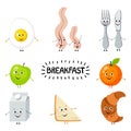 Set of cartoon food: breakfast.