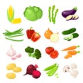 Set of cartoon food: vegetables Royalty Free Stock Photo