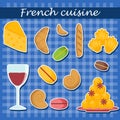 Set of cartoon french food stickers