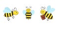 Set of Cartoon funny bee. Vector on a white background isolate Royalty Free Stock Photo