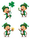 Set of cartoon funny leprechaun Royalty Free Stock Photo