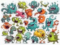 A set of cartoon germs on a white background on vector art. AI generated Royalty Free Stock Photo