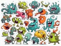 A set of cartoon germs on a white background on vector art. AI generated