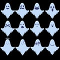 Set of cartoon ghosts Halloween emoji