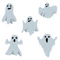 Set of cartoon ghosts, Halloween. vector isolated on white background Royalty Free Stock Photo