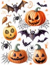 Set of cartoon halloween objects