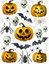 Set of cartoon halloween objects