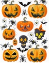 Set of cartoon halloween objects