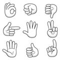 Set of cartoon hand show gestures