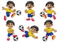 Set of cartoon happy soccer player