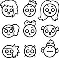 set of cartoon heads on white background