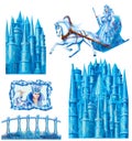 Set cartoon house for fairy tale Snow Queen written by Hans Christian Andersen Royalty Free Stock Photo
