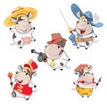 Set Cartoon Illustration Cute Cow