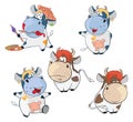 Set Cartoon Illustration Cute Cow for you Design Cartoon Character