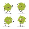 Set of cartoon images of funny viruses with different emotions