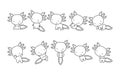 Set of Cartoon Isolated Axolotl Coloring Page. Cute Vector Kawaii Animals Outline. Collection of Cute Vector Baby Royalty Free Stock Photo