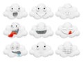 Set of cartoon kawaii cartoon cloud characters