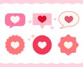 Set of cartoon love messages. Heart in bubbles. Royalty Free Stock Photo