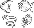 Set of cartoon marine animals, vector Royalty Free Stock Photo