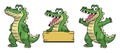 Set of cartoon mascot of crocodile character