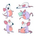 Set of cartoon mice or rats