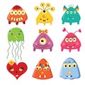 Set of cartoon monsters Royalty Free Stock Photo