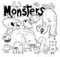 Set of cartoon monsters. vector illustration Royalty Free Stock Photo