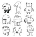 Set of cartoon monsters. vector illustration Royalty Free Stock Photo