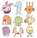Set of cartoon monsters. vector illustration. Royalty Free Stock Photo