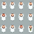 Set of cartoon muslim icons1 Royalty Free Stock Photo