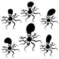 Set of Cartoon Octopus Silhouettes