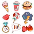 Set cartoon patch badges or fashion pin