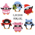 Set of cartoon penguins Royalty Free Stock Photo