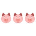 Set of cartoon piglet emoticons