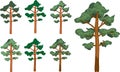 Set of cartoon pine trees