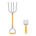 Set of cartoon pitchfork icons isolated on white background. Gardening tools. Vector illustration in cartoon style for your design Royalty Free Stock Photo