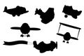 Set of cartoon planes silhouets. Vector illustration