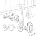 Set Cartoon portable transportable. Coloring book. Urban modern