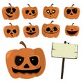 Set cartoon pumpkins for Halloween
