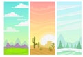 Set of cartoon simple nature vertical landscapes.