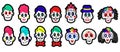 Set of funny colorful skulls. Vector illustration