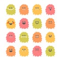 Set of cartoon smiley monsters. Collection of different cute and Royalty Free Stock Photo