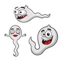 Set cartoon smiling sperm, vector illustration