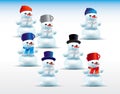 Set of cartoon snowmen Royalty Free Stock Photo