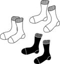Set of cartoon socks on white background